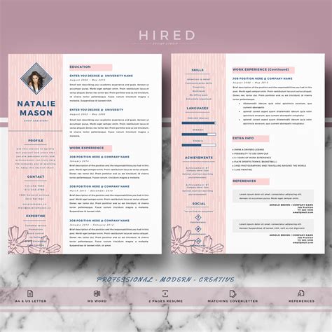 Creative Resume Template For Ms Word Natalie Hired