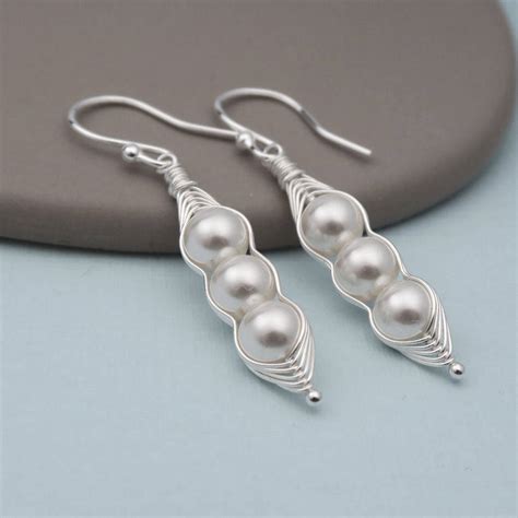 Sterling Silver Pearl Peapod Earrings By Wished For