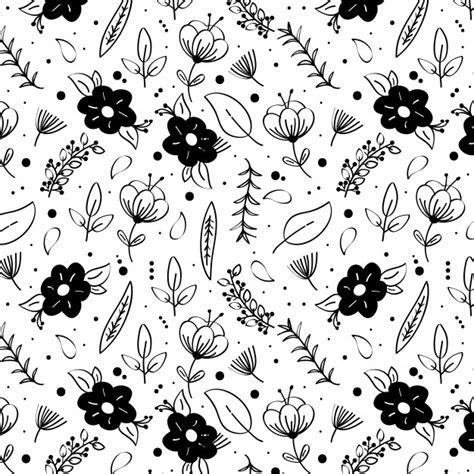 Wall murals and wallpaper murals of floral pattern with iris flowers. Fondo blanco y negro con flores de primavera. | Vector Premium