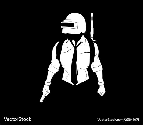 Pubg Player Black And White Royalty Free Vector Image