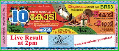 Kerala lottery result onam bumper (br.75). Kerala Lottery Result; 19-09-2018 Thiruvonam Bumper ...