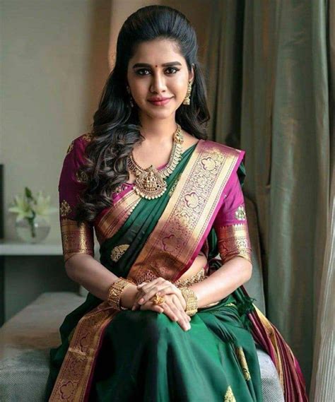 Green Kanchipuram Silk Saree And Blouse For Women Indian Saree Saree Dress Dress For Women