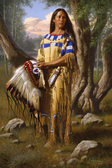 Native Maiden With Eagle Headdress Probably Lakota Old West And Native American Native