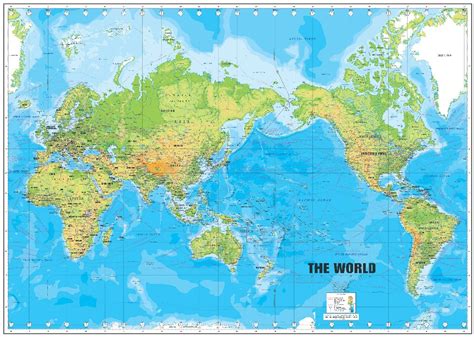 P0438 World Map Poster Large Detailed Physical Map Of The