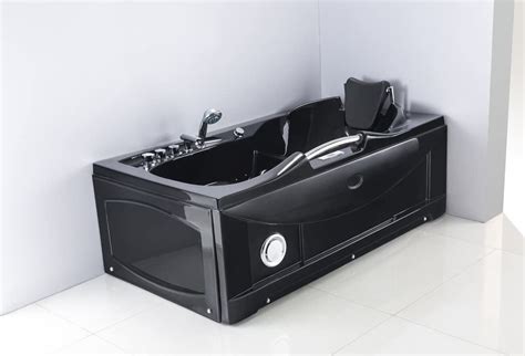 1 person massage hydrotherapy right corner black bathtub with remote bluetooth inline water heater