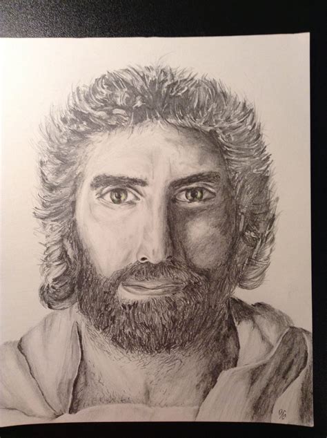 A Graphite Recreation Of A Painting Of Jesus That Was First Done By A