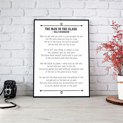 The Man In The Glass Poem Print Guy In The Glass Dale Wimbrow Poetry Lover T Poem Wall