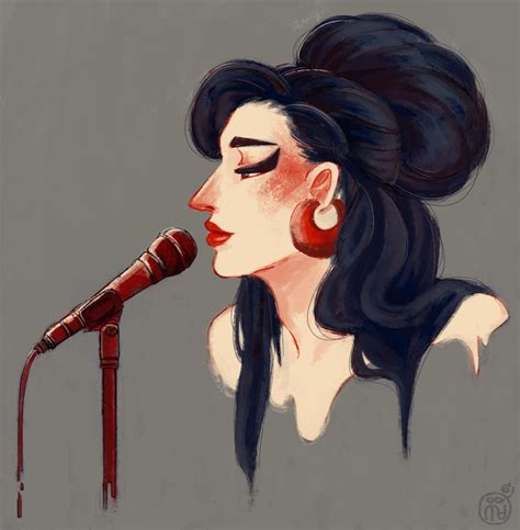 Pixiv Artist Request 1girl Amy Winehouse Beehive Hairdo Earrings Jewelry Microphone Red