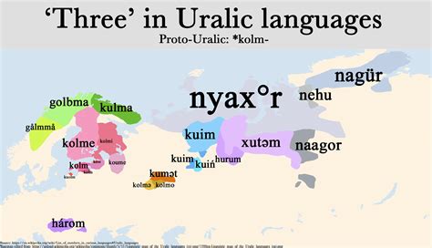The Word For Three In Uralic Languages Oc 2357 × 1356 R