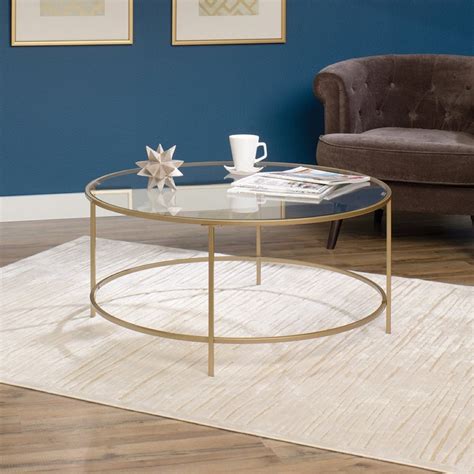 Round Gold Glass Coffee Table Affordable Modern Living Room Furniture