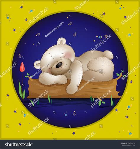 Teddy Bear Sleeps Tree Vector Illustration Vector De Stock Libre De
