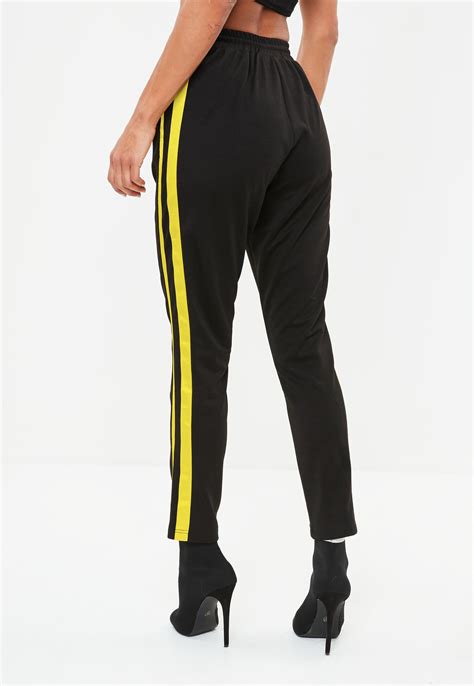 Missguided Synthetic Black Double Side Stripe Joggers Lyst