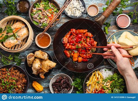 Assorted Chinese Dishes Stock Image Image Of Delivery 141213399