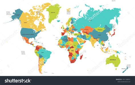 Colored World Map Political Maps Colourful Stock Vector Royalty Free