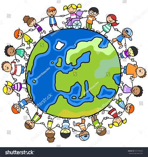 740 Children Holding Hands Around Globe Snímků Stock Fotografií A