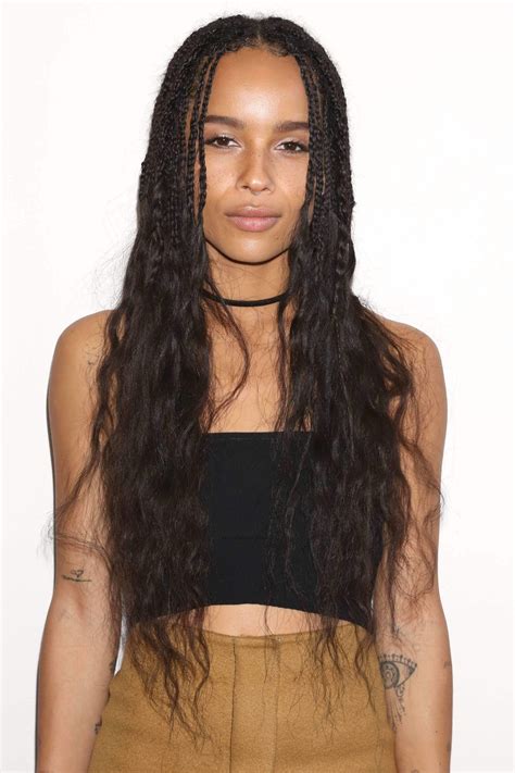 She has appeared in the films. close up shot of zoe kravitz with curly box braids ends ...