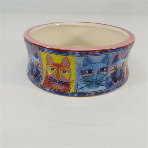 Laurel Burch Ceramic 5 Cat Water Food Bowl Inspirations Pinched Kitty