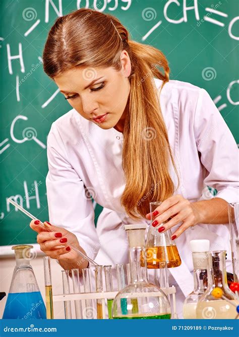 Chemistry Teacher At Classroom Stock Image Image Of Caucasian Indoor 71209189