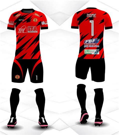 UNIFORME DE FUTEBOL VERMELHO Uniformes Futebol Design De Camisa