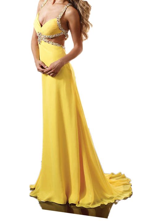Custom Made A Line Backless Yellow Prom Dresses Cheap Long Dresses For Prom 2015 Prom Dresses