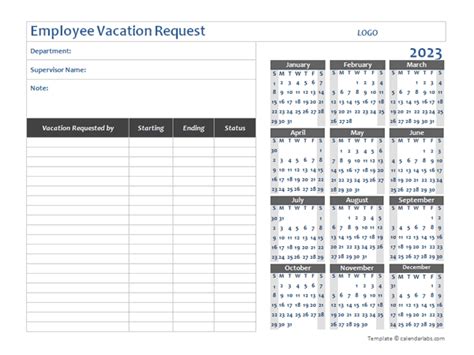 Blank Calendar Vacation Request Form Ailyn Atlanta