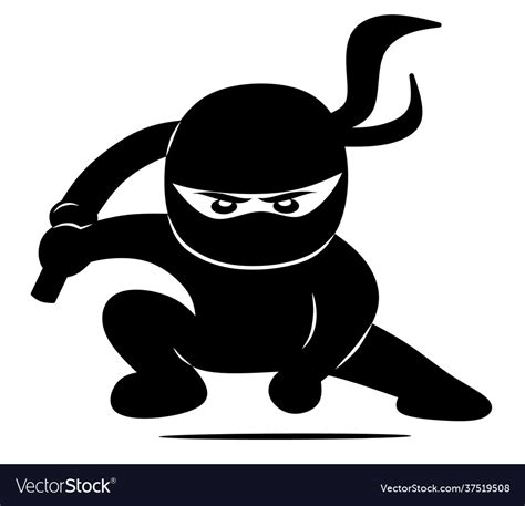 Cute Ninja Black Silhouette Royalty Free Vector Image