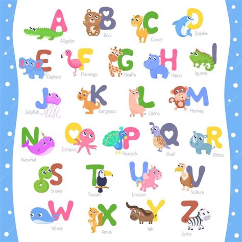 Premium Vector Cute Animal Alphabet A Z Illustration