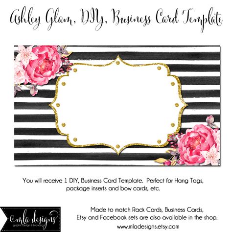 11+ free blank card templates in microsoft word [doc. DYI Blank Business Card Template Ashley Glam Made to Match