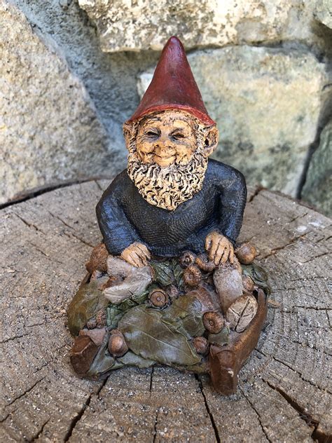 Tom Clark Gnome Lucky Sitting On The Forest Floor With A Real Penny In