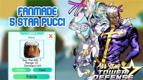 Enrico Pucci 5 Star Fanmade All Star Tower Defense Roblox Youtube