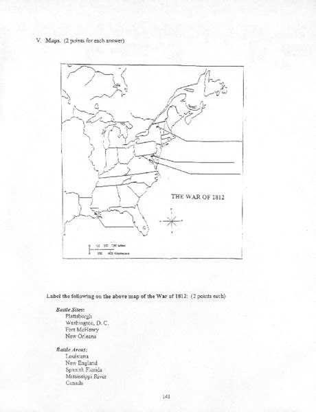 War Of 1812 Map And Label Worksheet For 7th 8th Grade Lesson Planet