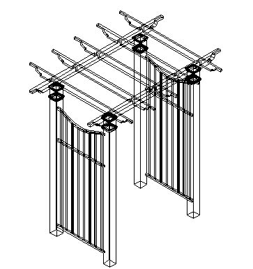 D Design Of Wooden Step Pergola Of Garden Dwg File Cadbull