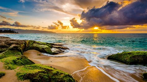 Wallpaper Id 43978 Hawaii Sunset Beach Ocean Coast Sky 4k Free