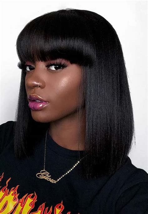 Bob hairstyle for black women with bangs. 25 Bob Hairstyles for Black Women That are Trendy Right ...