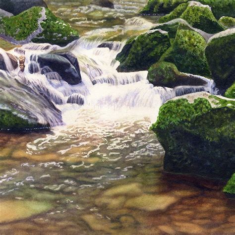 Creek Waterfall Watercolor Painting Print Cathy Hillegas Etsy