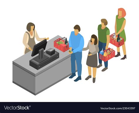 Free Download Cashier Concept Background Isometric Style Vector Image