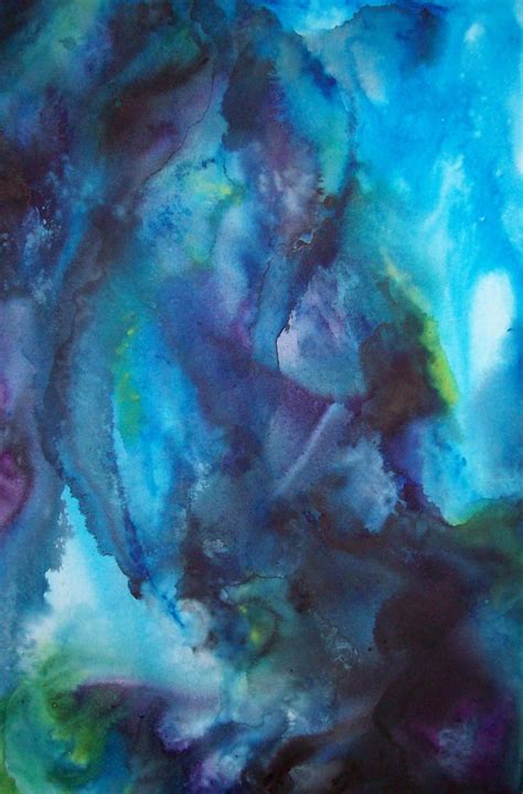 Squid Original Watercolor Painting On Canvas Abstract Blue