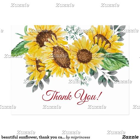 Beautiful Sunflower Thank You Card Postcard Size Thank