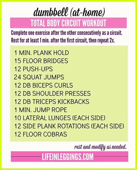 Dumbbell At Home Circuit Workout Life In Leggings