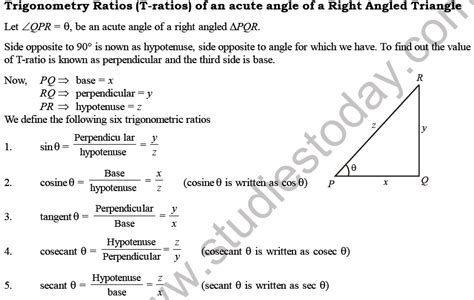 Basic Trigonometry Worksheet With Answers