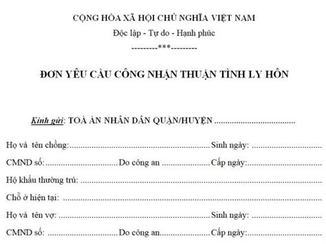 Đơn thuận tình ly hôn