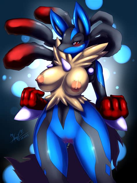 Rule 34 2013 Abstract Background Blush Breasts Female Lucario Mega