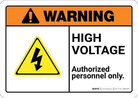 Warning High Voltage Keep Out With Graphic Landscape Ansi Wall Sign
