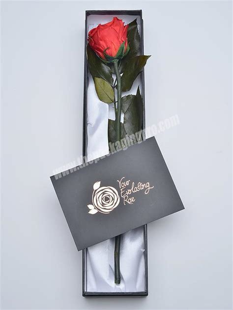 Custom Cardboard Rectangular Flower Packaging Roses Single Long Stem