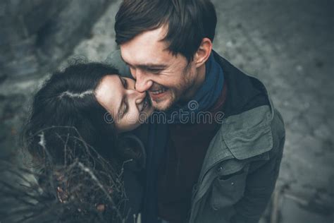 Charming Couple Walking Down The Street Stock Image Image Of Women