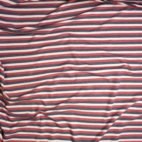 Cali Fabrics Red Black And White Stripe Cotton French Terry Fabric By
