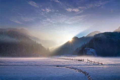 Landscape Nature Photography Winter Sunset Mountains