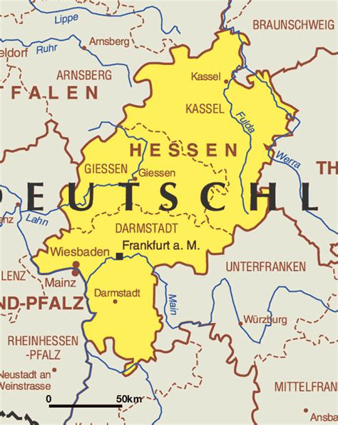 Map Of Hesse Hessen Online Maps And Travel