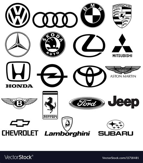 Black White Car Logos Royalty Free Vector Image