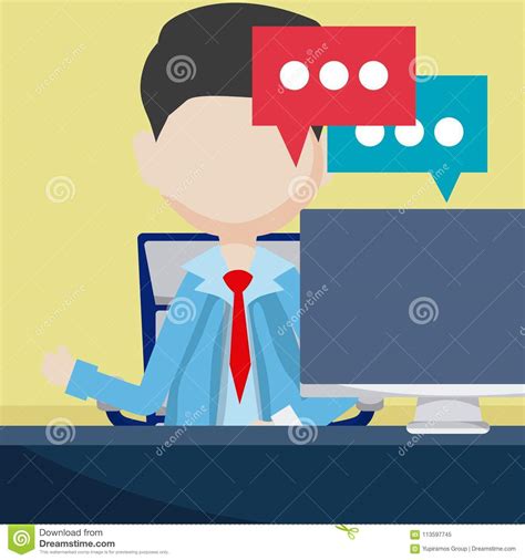Businessman Chatting On Computer Stock Vector Illustration Of Devices